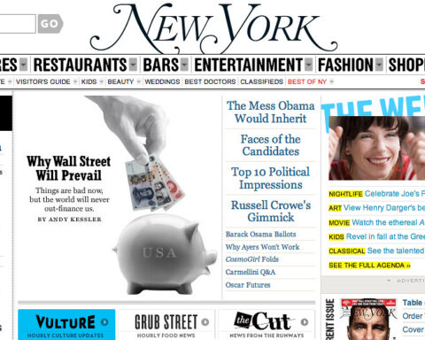 Screenshot der Website von New York Magazine mit Navigationsleiste und mehreren Artikelteasern.