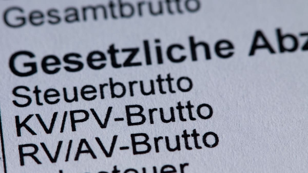 Nahaufnahme eines Dokuments mit Begriffen zu Steuerbrutto und Sozialversicherungsbeiträgen.